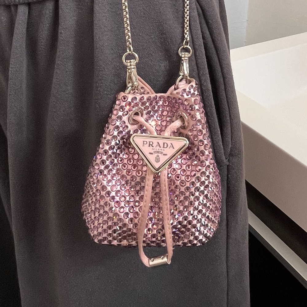 Prada Embellished Satin Mini Pouch